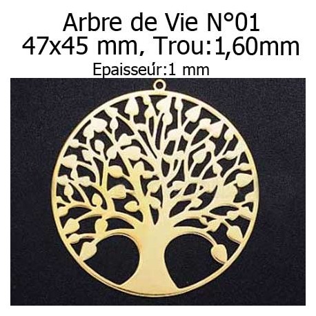Breloque arbre de vie 12 x 10 mm N°03 Acier Inoxydable