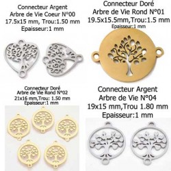 Connecteur Pendentif breloque Arbre De Vie en acier inoxydable