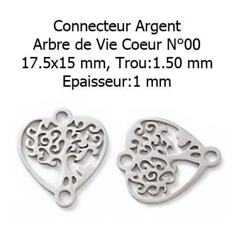 Connecteur Pendentif breloque Arbre De Vie en acier inoxydable