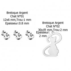 Breloque Chat acier Inoxydable