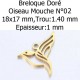 Breloque Oiseau Mouche Libellule acier Inoxydable