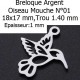 Breloque Oiseau Mouche Libellule acier Inoxydable