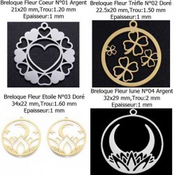 Breloque Fleur Coeur Etoile Lune Trèfle