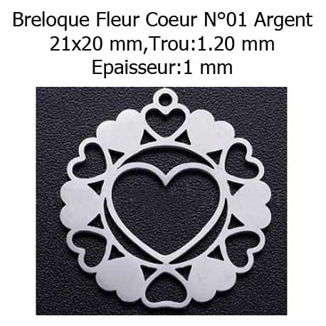 Breloque Fleur Coeur Etoile Lune Trèfle