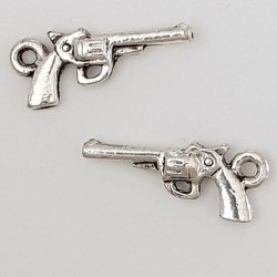 Breloque revolver pistolet N°01 Argent