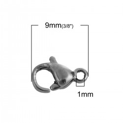 1 Fermoir Acier Inoxydable Mousqueton 9 x 5.5 mm