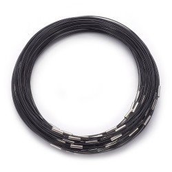 Collier tour de cou fil câblé rigide noir fermoir aimanté N°03