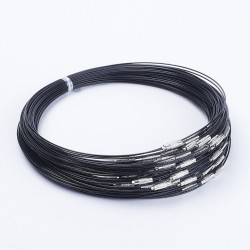 Collier tour de cou fil câblé rigide noir fermoir à visser N°01