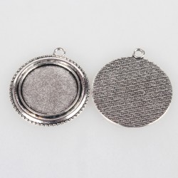 Support cabochon de 25 mm N°13 argent, pendentifs cabochons 19AS