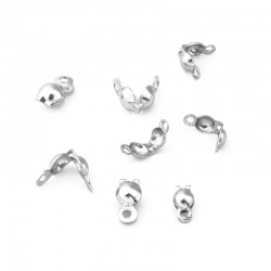 X 10 perles cache nœud fermoir acier inoxydable 8 x 4 mm