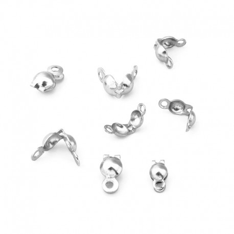 X 10 perles cache nœud fermoir acier inoxydable 8 x 4 mm