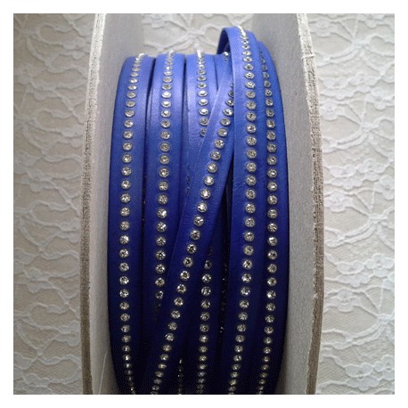 Cuir B-Cobalt de 10 mm Strass Swarovski par 20 cm