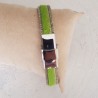 Cuir Plat Veau Vert 10 mm x 20 cm peau et chaine
