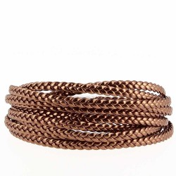Cuir Métallisé Plat Tressé 05 mm x 20 cm
