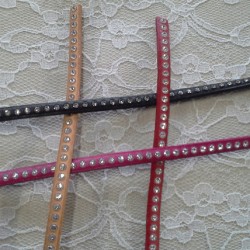 Cuir 06 mm Strass Swarovski par 20 cm