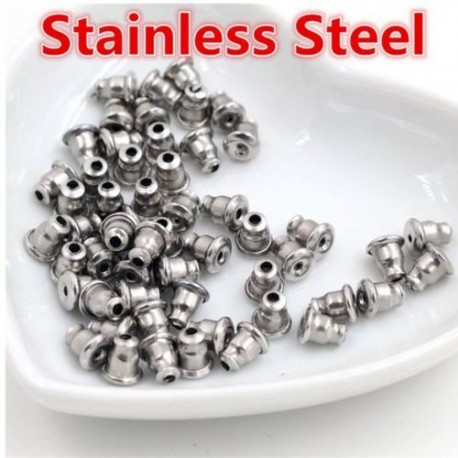 10 Poussoirs Boucles d'oreilles en acier inoxydable N°02 Argent Vieilli