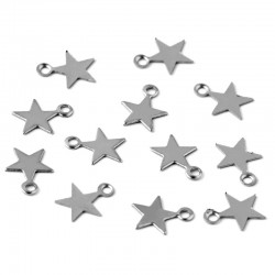 5 Breloques en Acier Inoxydable étoile argent 11 x 10mm