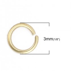 10 Anneaux de jonction ouvert 03 mm Inoxydable doré