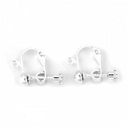 Support Boucle d'oreille Clip réglable à vis argent 13 x 18 mm x 1 paire