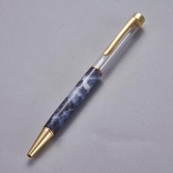Stylo à décorer de perles tube vide à customiser doré bleu de Prusse x 1 pièce