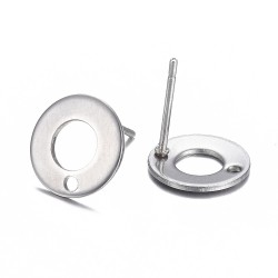 Support Boucle d'oreille puce ronde 10 mm acier inoxydable N°04-02
