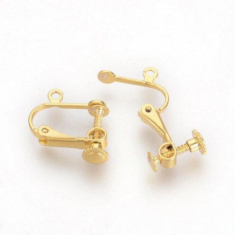 Support Boucle d'oreille Clip réglable à vis doré 15 x 17 mm x 1 paire