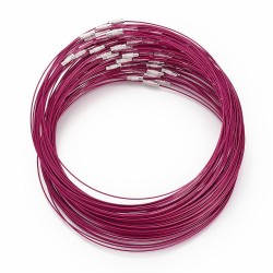Collier tour de cou fil câblé rigide violet rouge fermoir à visser N°01