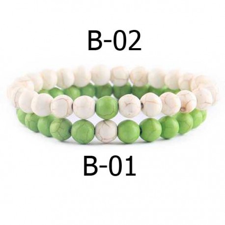 Bracelet en pierre bi-couleur perles de 08 mm N°B