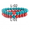 Bracelet en pierre bi-couleur perles de 08 mm N°L