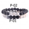 Bracelet en pierre bi-couleur perles de 08 mm N°P