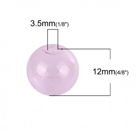 1 Boule en verre ronde à remplir de 12mm Rose