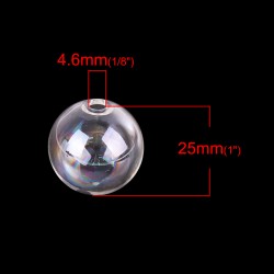 Boule en verre ronde à remplir de 25mm AB Transparent