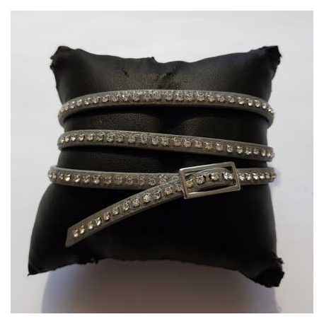 Bracelet 3 à 4 tours 6 mm avec strass fermoir passant