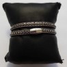Bracelet 2 tours 6 mm gris avec strass fermoir aimanté