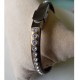 Bracelet cuir miroir 06 mm strass Swarovski ajustable au poignet